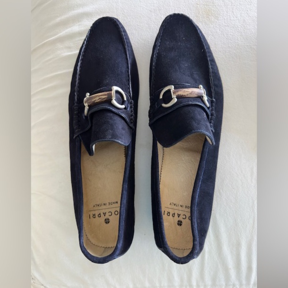Never Worn: Men’s Suede Loafers.